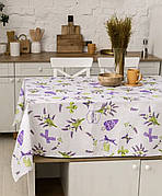 Скатертина лляна 110х150 см (кухонний стіл) Бузок