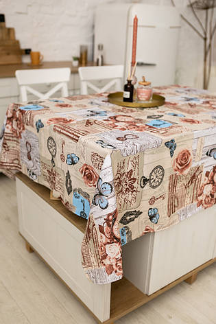 Скатертина лляна 150х150 см (квадратна, на круглий стіл) Рідендо, фото 1