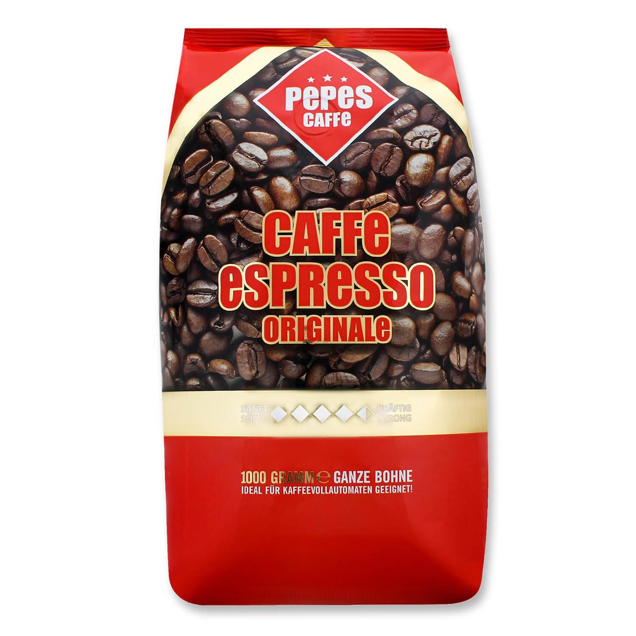 Німецька кава в зернах Pepes Espresso Caffee, 1 кг, купаж робусти й арабіки, темного обсмажування