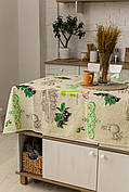 Скатертина лляна 110х150 см (кухонний стіл) Маслини