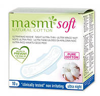 Masmi Органические ультратонкие ночные прокладки Soft Ultra Night для сильных выделений (с крылышками) 10 шт.