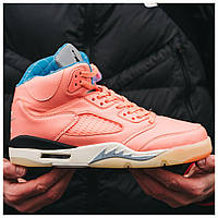 Мужские кроссовки Nike Air Jordan 5 x Dj Khaled Pink Retro, розовые кожаные найк аир джордан 5 ретро