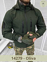 Тактическая демисезонная куртка с капюшоном Tactique Squared. Военная, армейская весенняя куртка (арт.14279-0) Oliva, XL