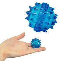 Су Джок м'ячик - масажна кулька з шипами для рук 4 см "Їжачок" Синій, масажер для пальців Су Джок