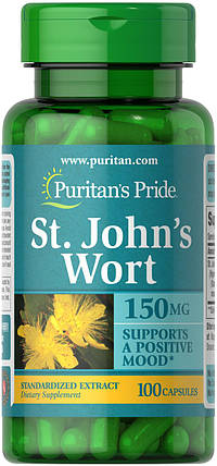 Екстракт звіробою Puritan's Pride St. John's Wort Standardized Extract 150 мг 100 капс., фото 2