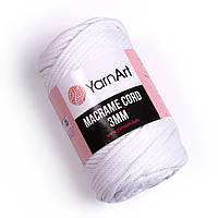 Пряжа YarnArt Macrame Cord 3 mm (Макраме Корд) 751 белый (шнур для вязания, нитки для макраме)