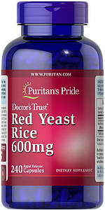 Червоний дріжджовий рис Puritan's Pride Yeast Rice 600 мг 240 капс.