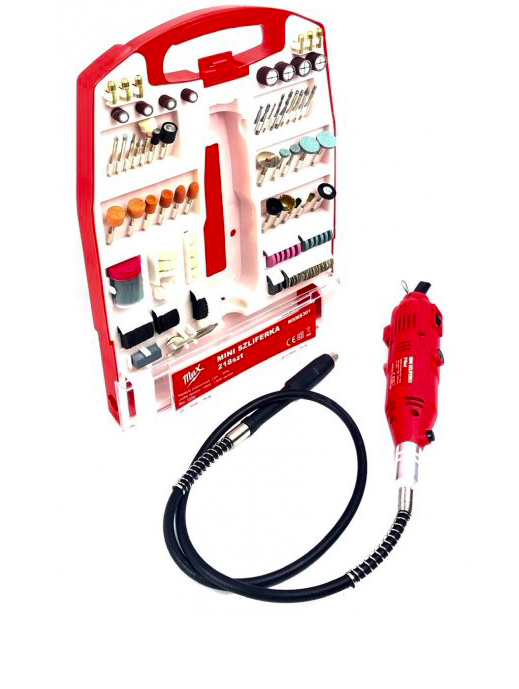 Гравер Шліфмашина пряма MAX MXMS 301, Гнучкий Вал, 330 Вт, 10000-33000 об./хв, 218 шт., фото 1