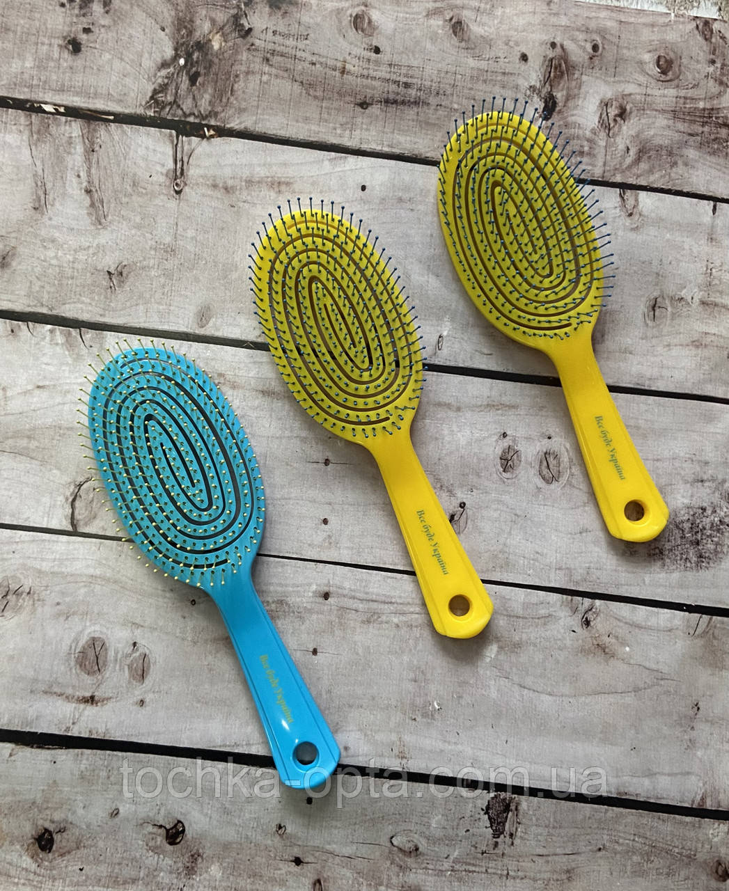 Масажна щітка для волосся SALON PROFESSIONAL велика жовто-блакитна, фото 1