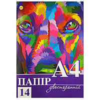 Набір кольорового двохстороннього паперу 14 аркушів А4 Тетрада