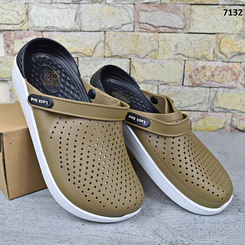 Купить Сабо кроксы мужские Luck Line, Коричневые силиконовые кроксы на ...