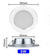 Белые LED светодиодные потолочные светильники 5 Вт 220 В врезные точечные