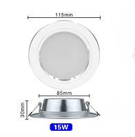 Білі LED світлодіодні стельові світильники 15 Вт 220 В врізні точкові