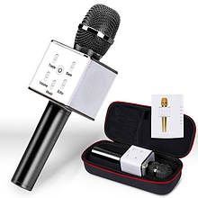 Bluetooth-мікрофон для караоке Q7 Блютуз мікро + ЧОХОЛ Чорний