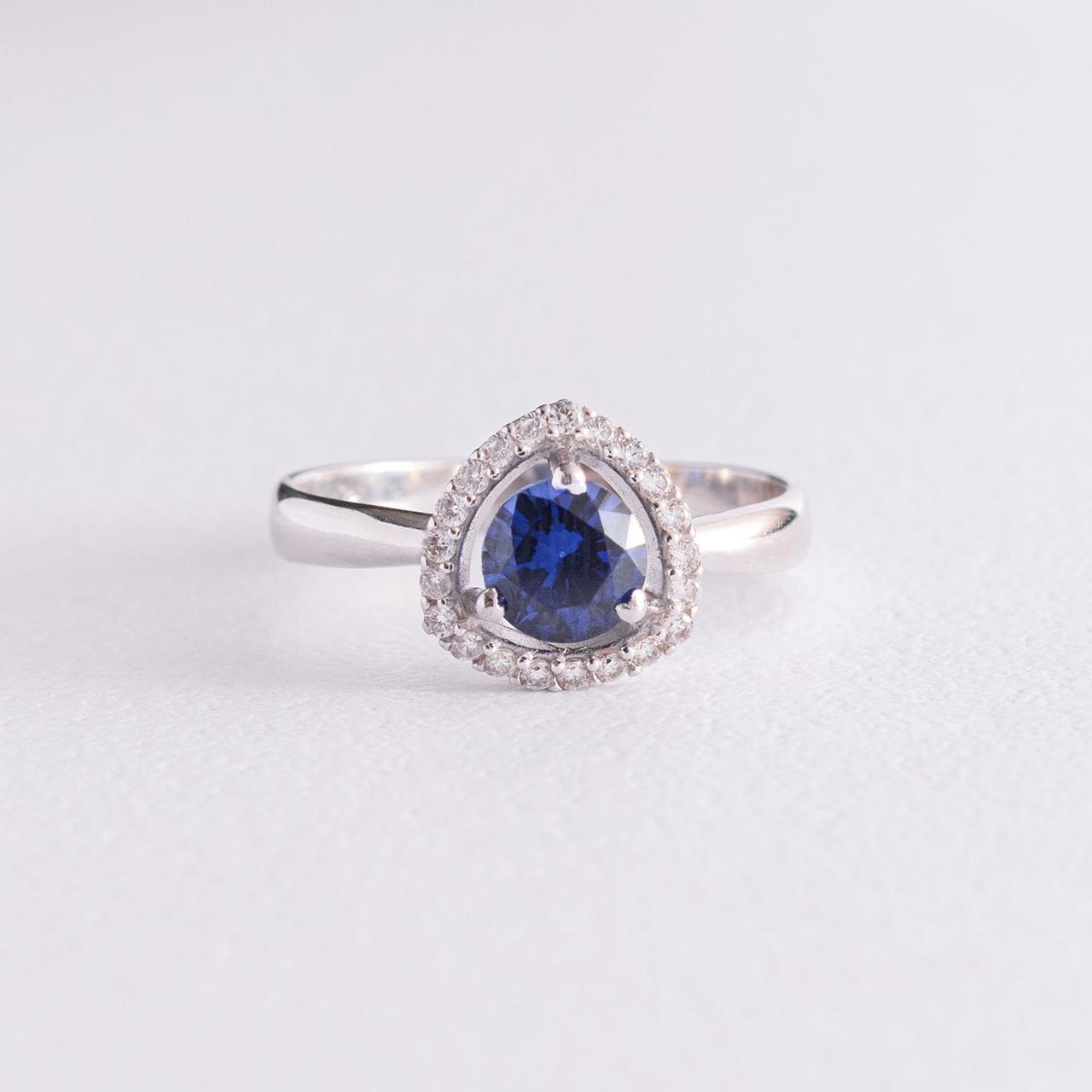 Срібне кільце із сапфіром і фіанітами 
1536/1р-HSPH Zipexpert ZIPEXPERT  LOVE-SHOPE