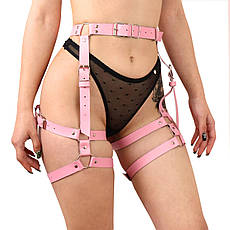 Гартери Art of Sex — Claire, натуральна шкіра, розмір L-2XL, колір рожевий, Київ