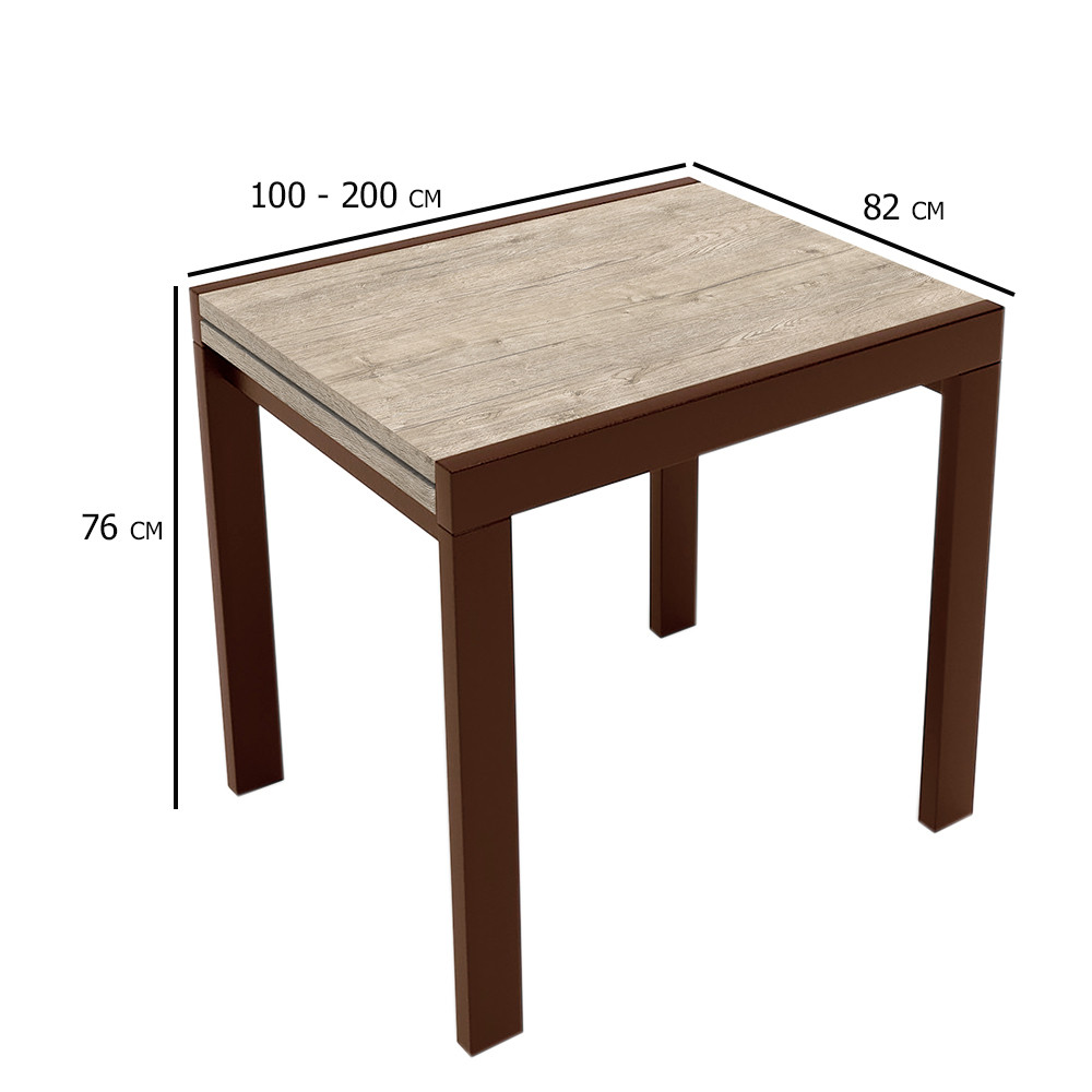 Стіл розсувний на кухню дуб шервуд Слайдер 100-200х82 см на дерев'яних ніжках кольору горіх, фото 1