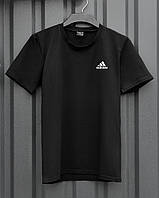 Мужская футболка Adidas черная спортивная хлопковая летняя | Тенниска Адидас спортивная на лето (Bon)