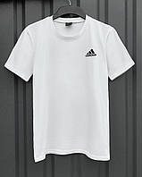 Мужская футболка Adidas белая спортивная хлопковая летняя | Тенниска Адидас спортивная на лето (Bon)