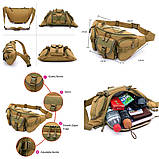 Багатофункціональна тактична поясна сумка 800D на 5 л в кольорі Койот, фото 10