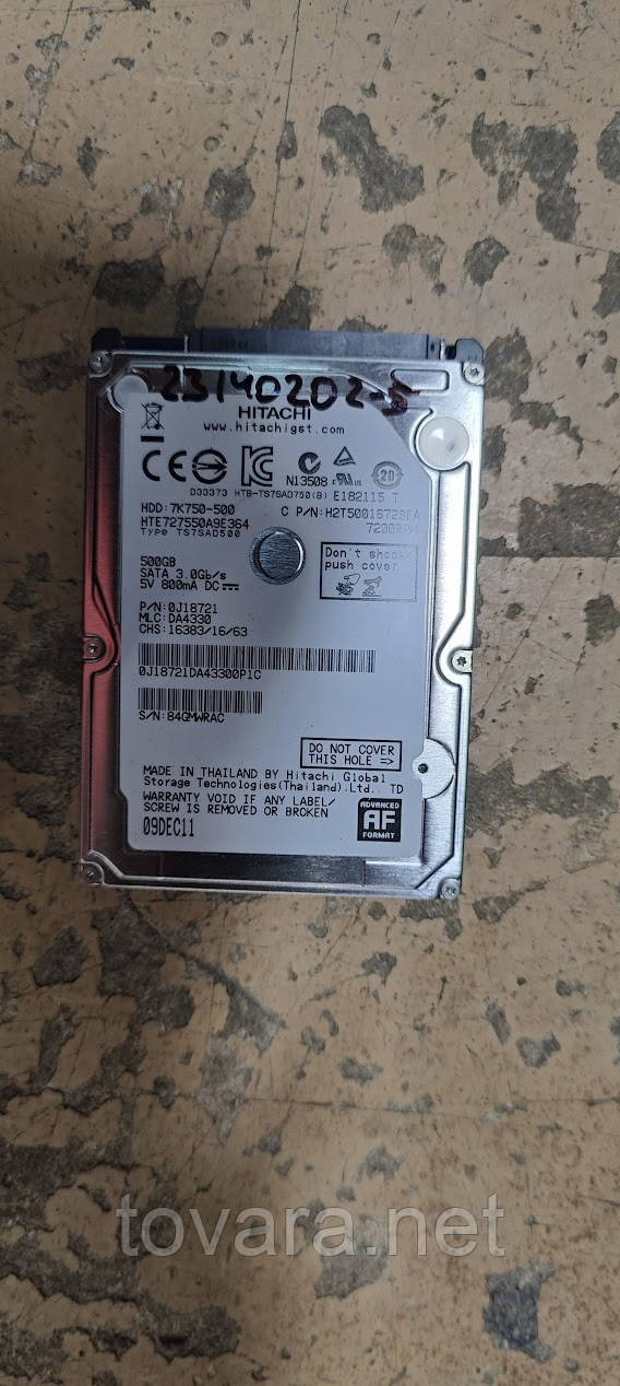 Жорсткий диск для ноутбука 500 Gb / Гб Hitachi HTE727550A9E364 2.5" SATA2 No 23140202