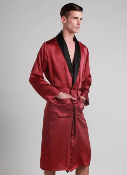 чоловічий шовковий атласний халат купить чоловічий шовковий халат бордо