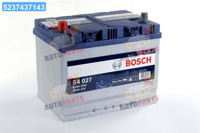 Аккумулятор 70Ah-12v BOSCH (S4027) (261x175x220),L,EN630(Азия ...