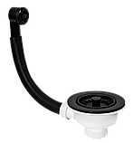 Злив для кухонної мийки чорний мат 1 1/2"x113 мм з круглим переливом FSW50P-POL-25-MB McAlpine, фото 8