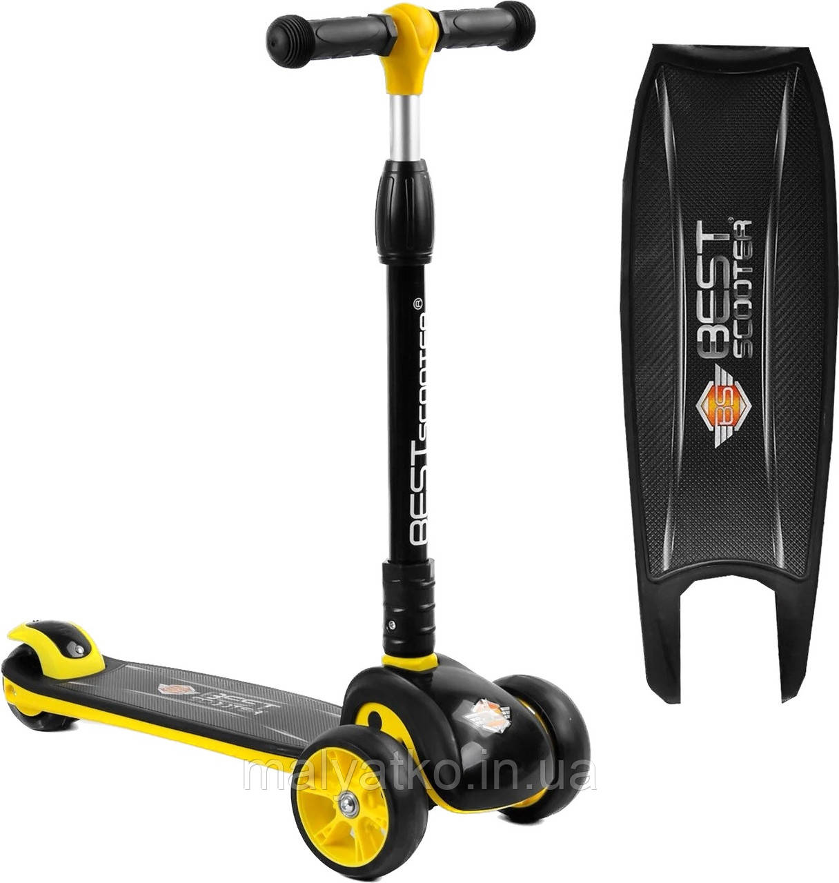 Самокат Best Scooter Maxi (складне кермо, світні колеса) арт. 84377, фото 1
