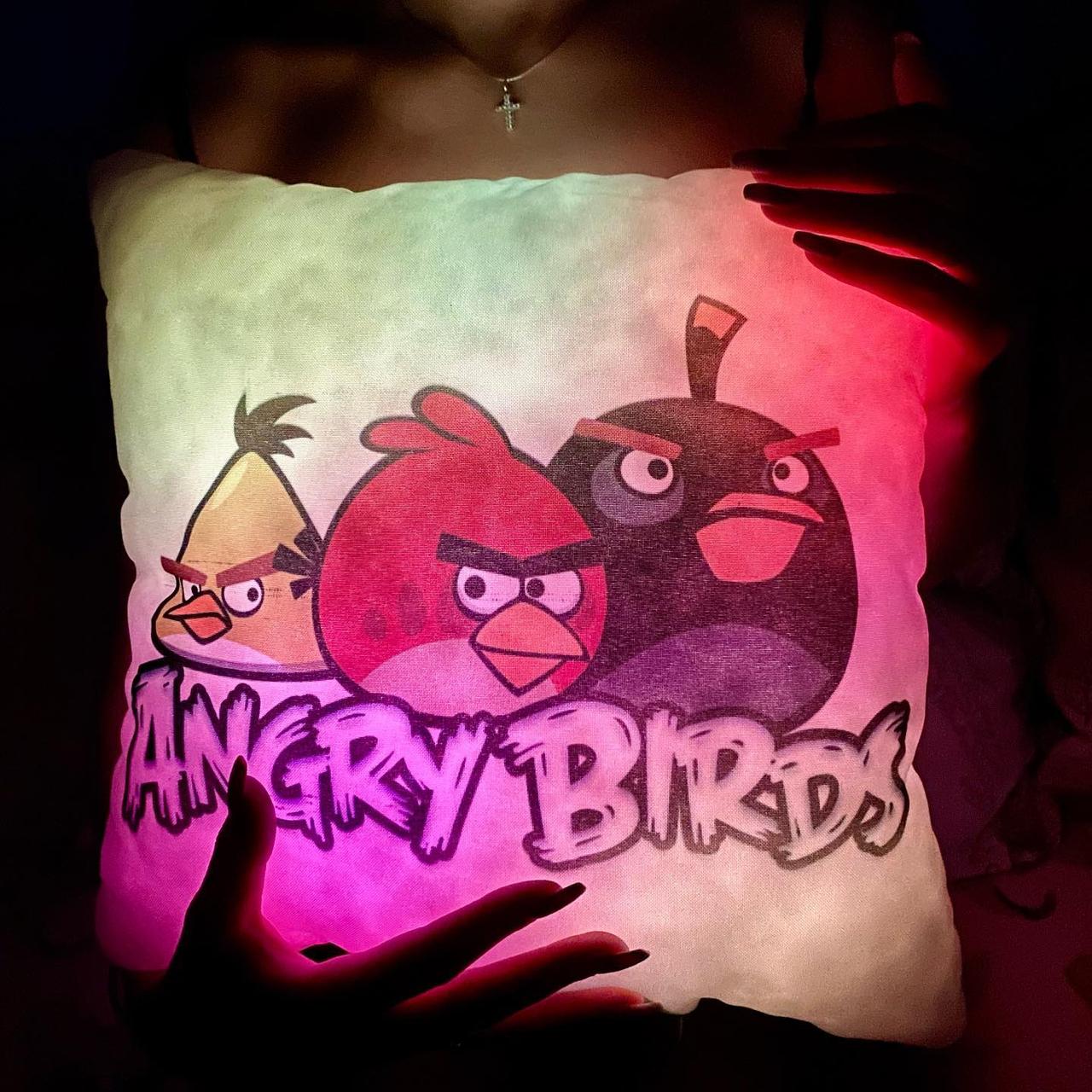 Подушка-нічник "Angry Birds" — текстильний світильник нічник - іграшка Ангрі бердс, фото 1