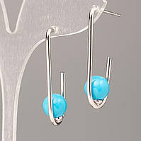 Сережки Xuping з блакитною кулькою Майорка 33х8мм купити біжутерію оптом в інтернеті