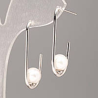 Сережки Xuping з Майоркою d-8мм L - 3 см +- Родій купити біжутерію оптом в інтернеті