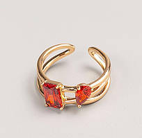 Каблучка Xuping колір металу "золото" червоний камінь р-р 16,18 купити біжутерію оптом в інтернеті
