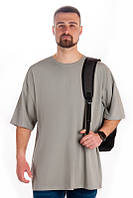 Мужская футболка Oversize однотонная 50, пепельно-серый
