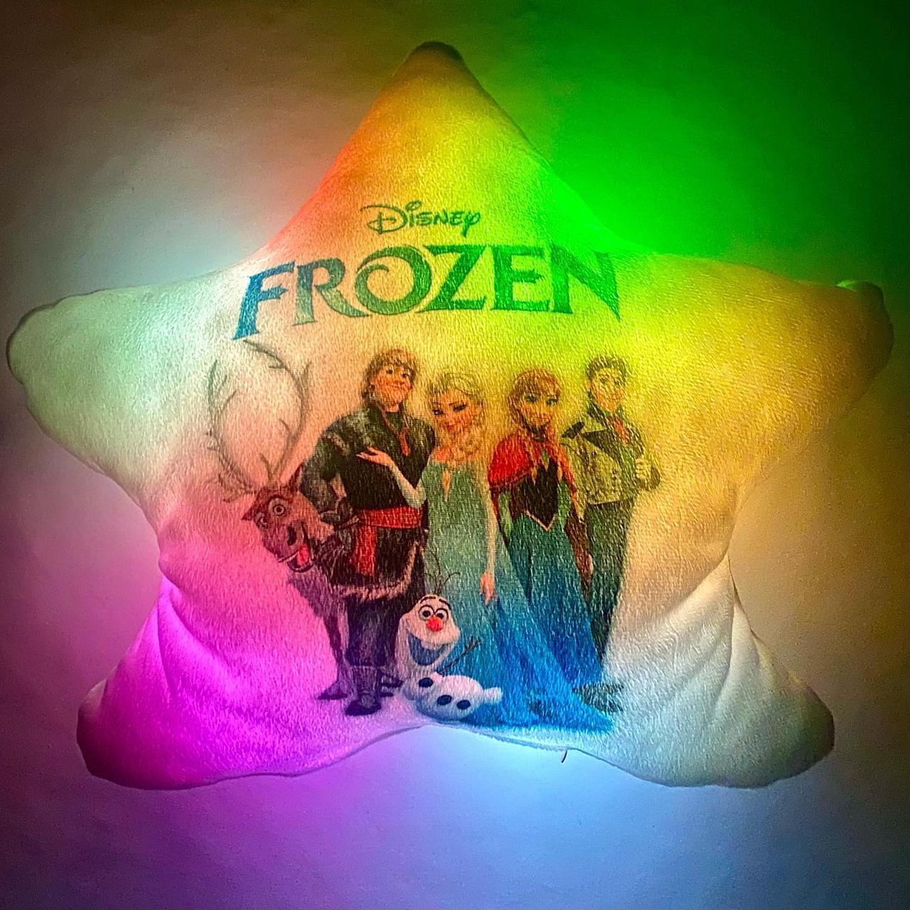 Подушка нічник Frozen — м'який нічник із героями з мультфільму Фрізен шикарний подарунок дівчинці