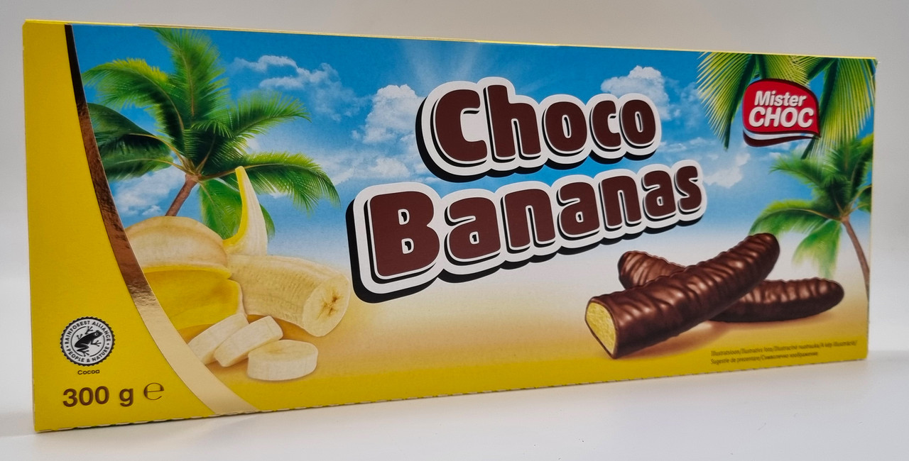 Цукерки Mister Choc Schoko Bananen шоколадні банани-суфле 300 г Німеччина