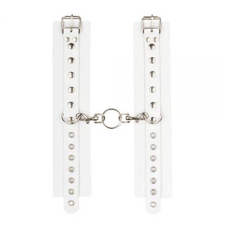 Наручники Leather Double Fix Hand Cuffs, White, фото 2