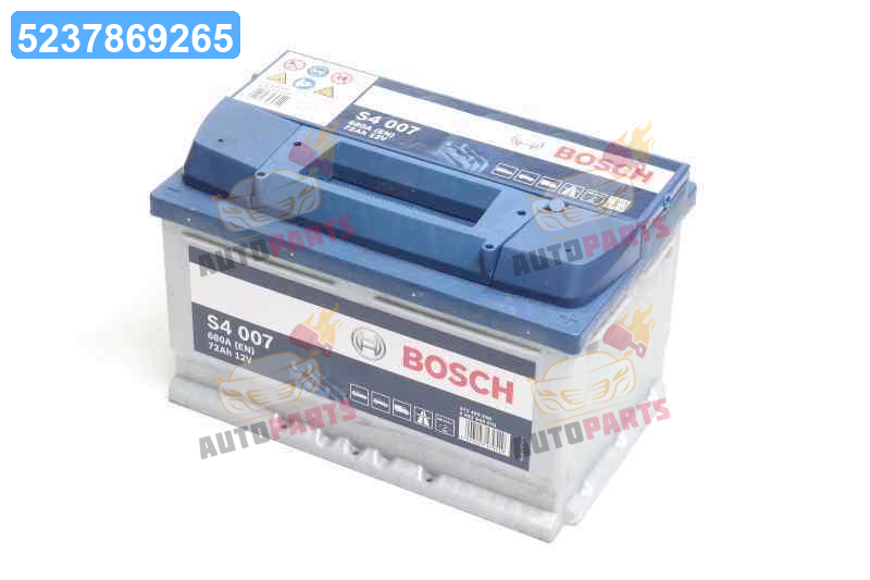 Аккумулятор 72Ah-12v BOSCH (S4007) (278x175x175),R,EN680 0092S40070 (ID ...