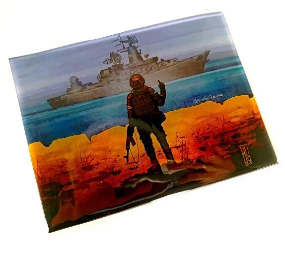 Килимок торпеды антиковзаючий "РУССКИЙ ВОЕННЫЙ КОРАБЛЬ..."( 20х15), фото 1