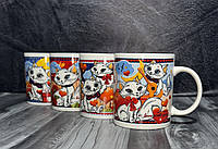 Чашка керамическая 360мл влюбленные коты, 4 вида