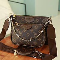Женская сумка через плечо Louis Vuitton 3 в 1 LV Луи Витон клатч кожаная