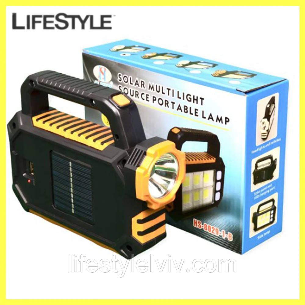 Кемпінговий ліхтар 2800мАч, 7+54 SMD, HS-8029-1-A / Ручний ліхтарик-повербанк / Аварійний світильник, фото 1