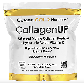 Колаген з гілоуроновою кислотою та вітаміном С, California Gold Nutrition Collagenup 5000 464 грам