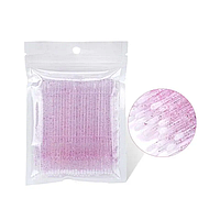 Микробраши в пакете (микроапликаторы), розовые с блестками, 100 шт