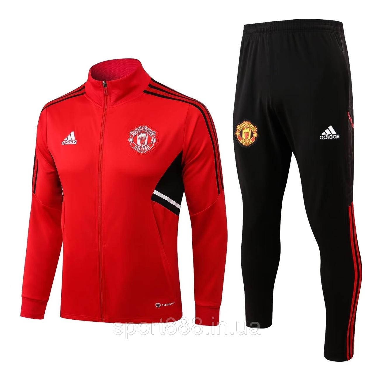 Спортивний костюм чоловічий Манчестер Юнайт 2023 Adidas Manchester United Suit футбольний червоно-чорний