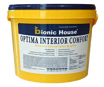 Optima Interior comfort 10 л — Акрилова інтер'єрна фарба, вологостійка
