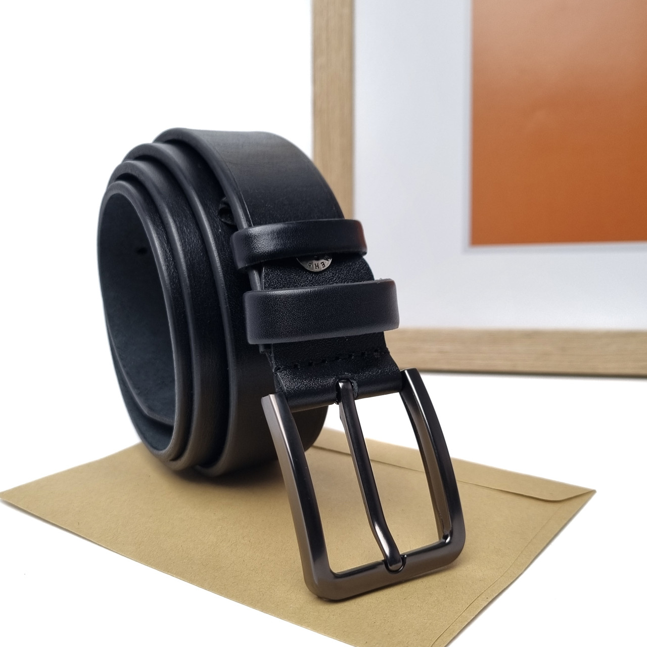 Ремінь чоловічий натуральна шкіра чорний Арт.01-35-00-218 "Кремінь" (Україна)