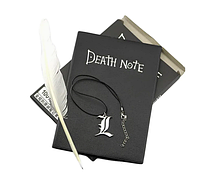 Блокнот с аниме Death Note, Тетрадь смерти с пером и кулоном 80 страниц Черная