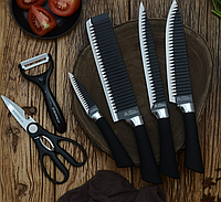 Качественный набор черных кухонных ножей с мраморным покрытием из 6 предметов для кухни ХЕ726, GP9