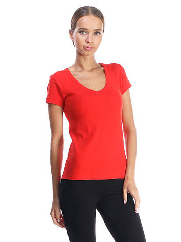 Жіноча футболка V-подібним вирізом Sancakli червоний, фото 2